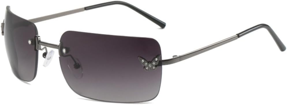 

Женские солнцезащитные очки в панк-стиле без оправы, модные мужские солнцезащитные очки класса люкс с персонализированным бриллиантовым узором в виде бабочки LVTFCO, Gun Gray