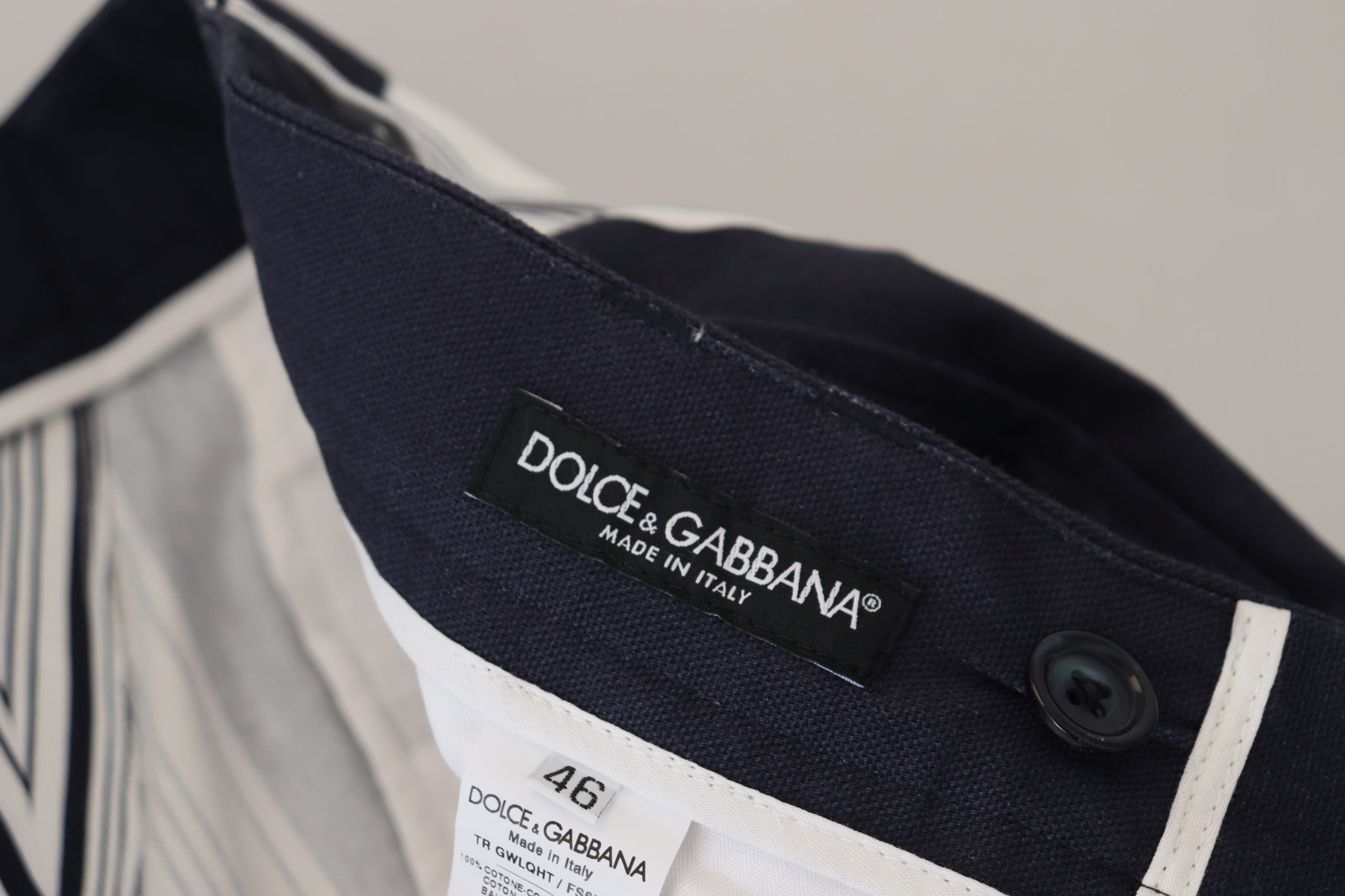 Элегантные полосатые хлопковые брюки для мужчин Dolce & Gabbana, белый — фото 4