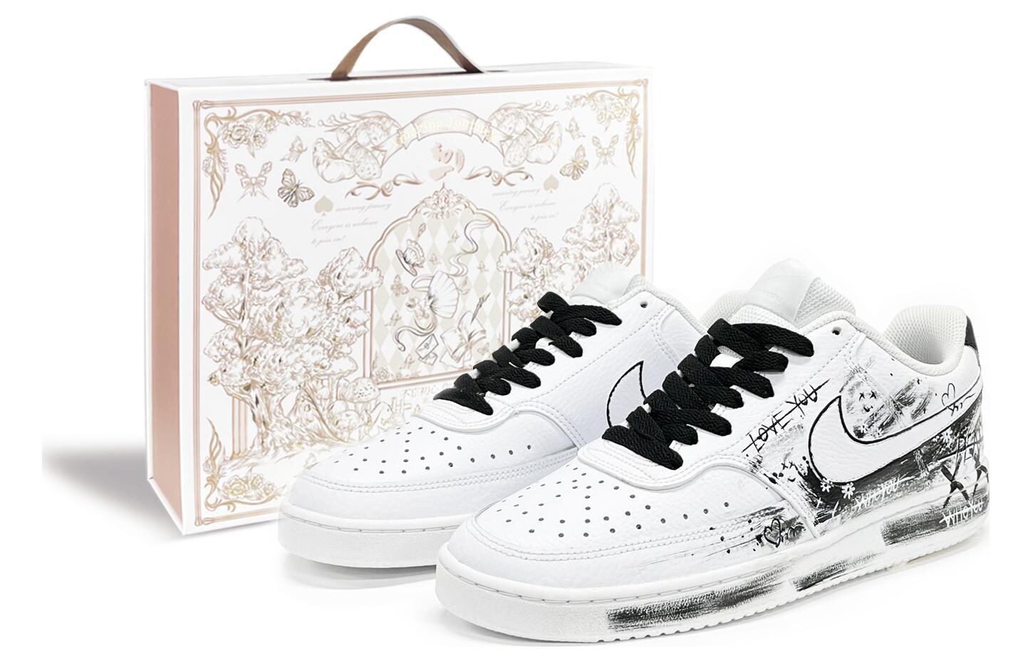 

Кроссовки Nike Court Vision 1 Skateboard Shoes Women's Low-Top Black White