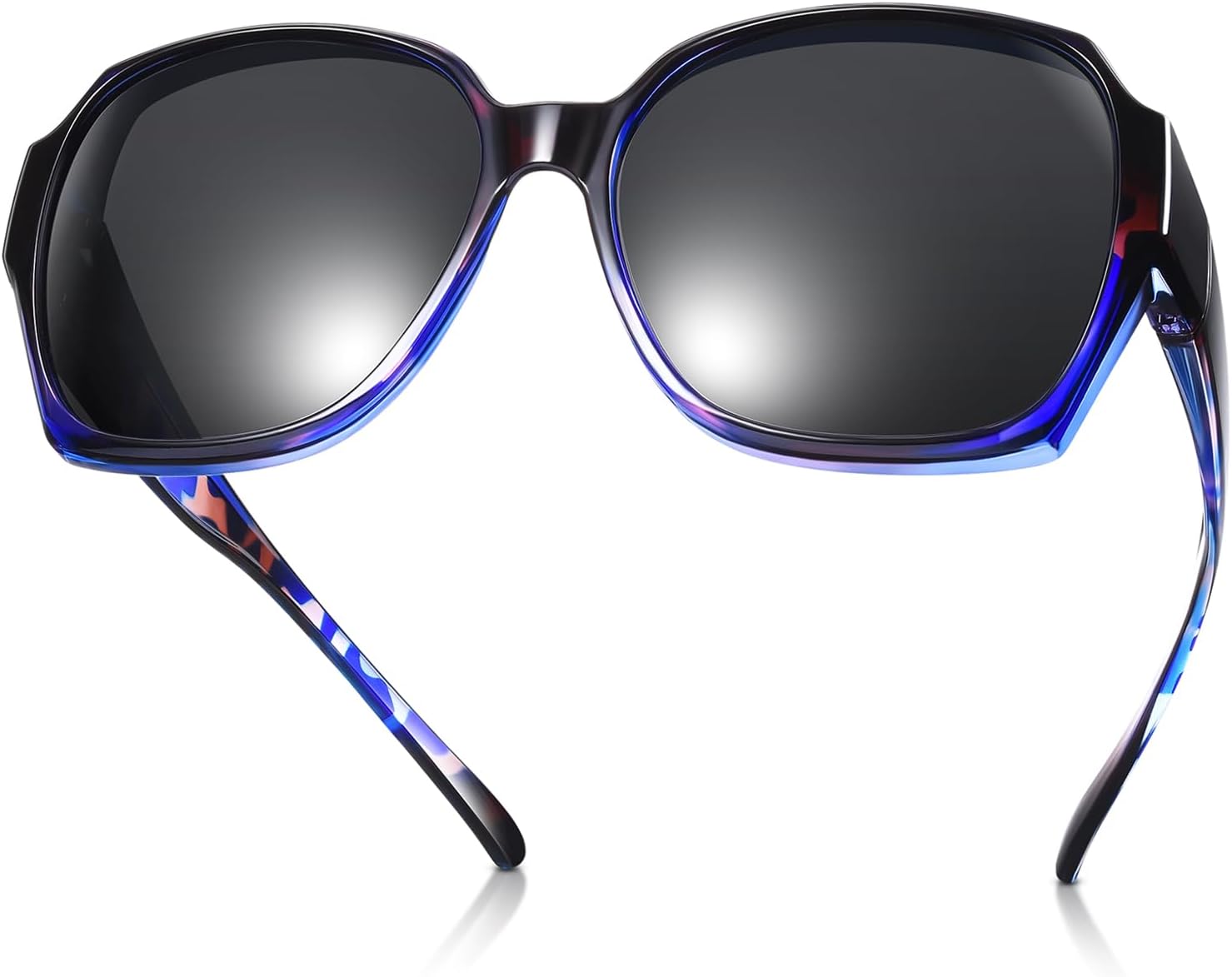 

Поляризованные солнцезащитные очки Br'Guras, надеваемые поверх обычных очков, для женщин и мужчин, модные квадратные, легкие (синий, фиолетовый, леопардовый принт, черный), A1-blue Purple Leopard