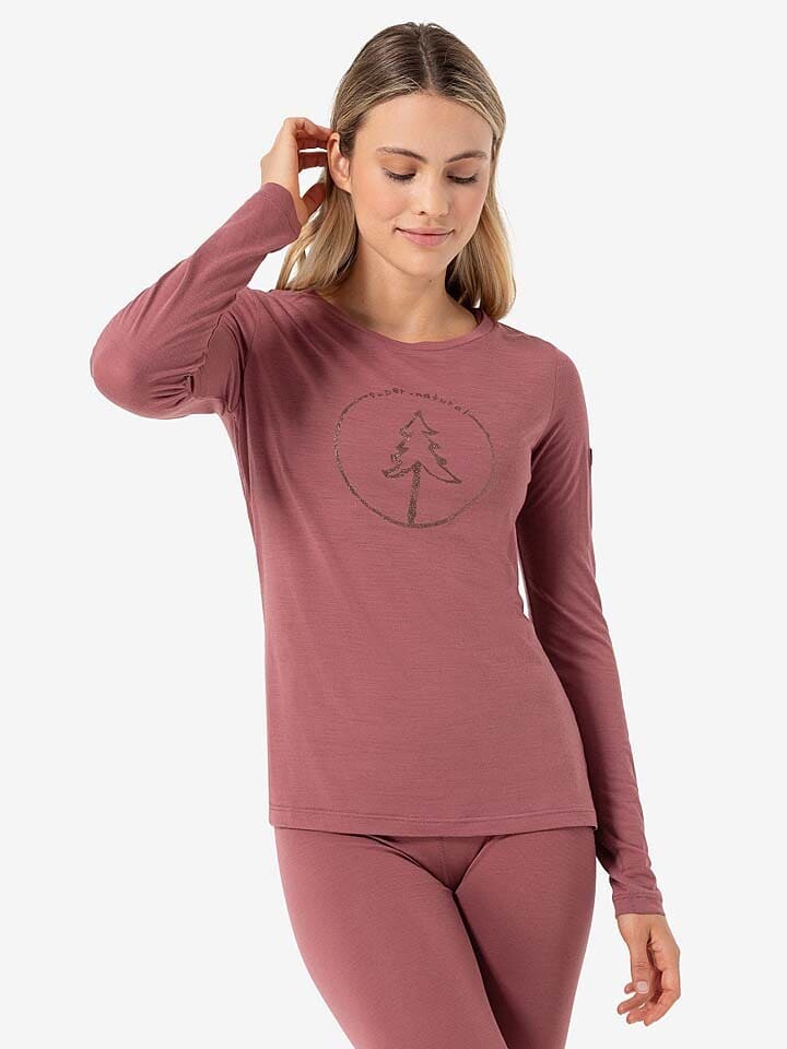 

Лонгслив super.natural Funktionslongsleeve Bubble Tree, розовый