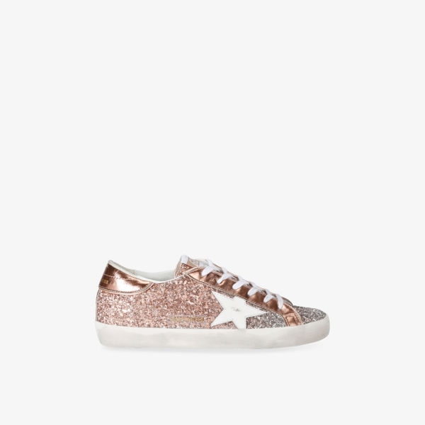 Кроссовки кожаные Golden Goose Super-Star с низким верхом, серебряный