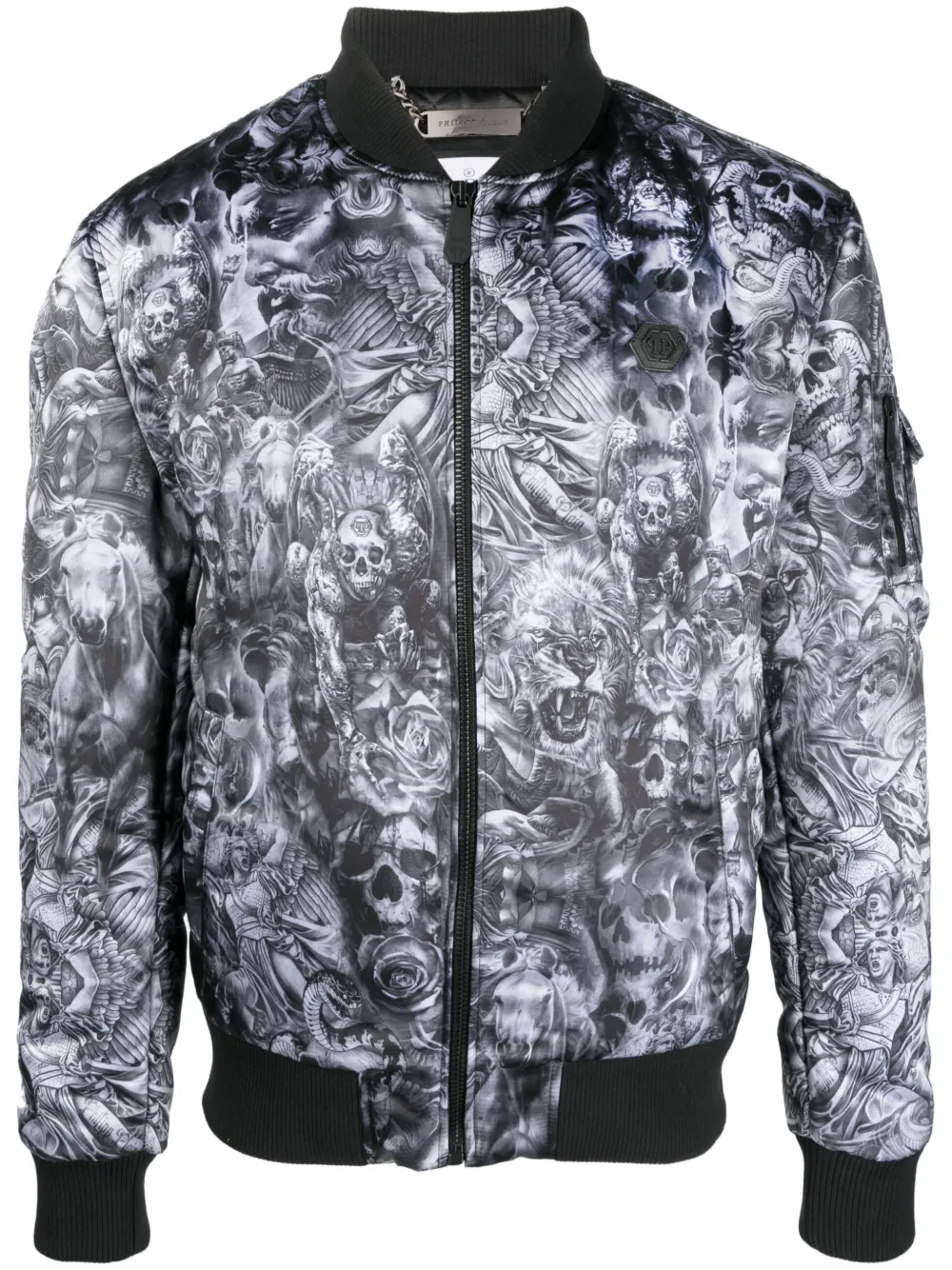 

Бомбер с принтом Tatto Philipp Plein, черный