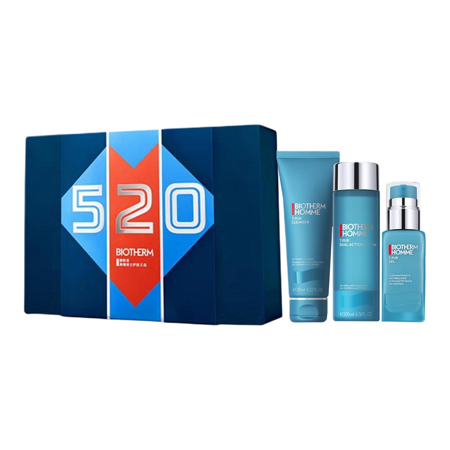 Набор для ухода за кожей Biotherm Homme 520: очищающий гель + увлажняющий тоник + увлажняющая эмульсия, 125 мл + 200 мл + 50 мл