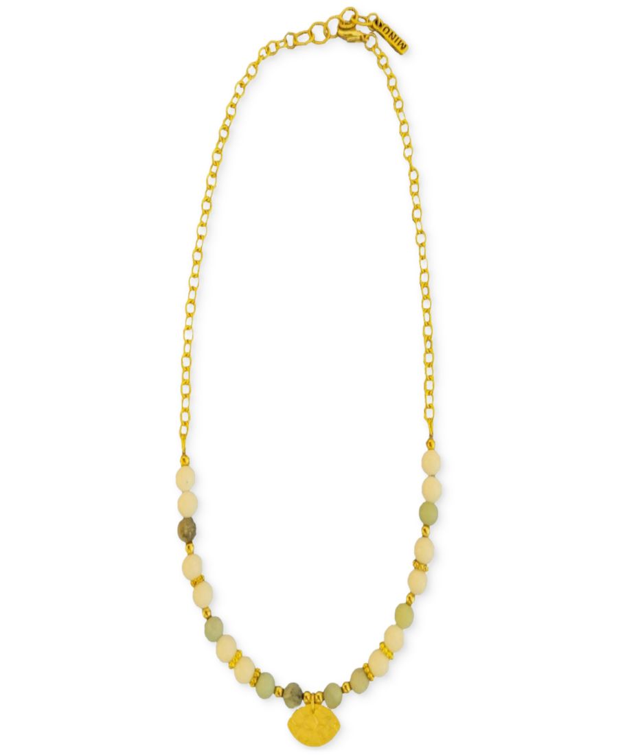 

Колье с золотистым амазонитом и белым нефритом, длина 40 см + удлинитель 5 см MINU Jewels, Amazonite