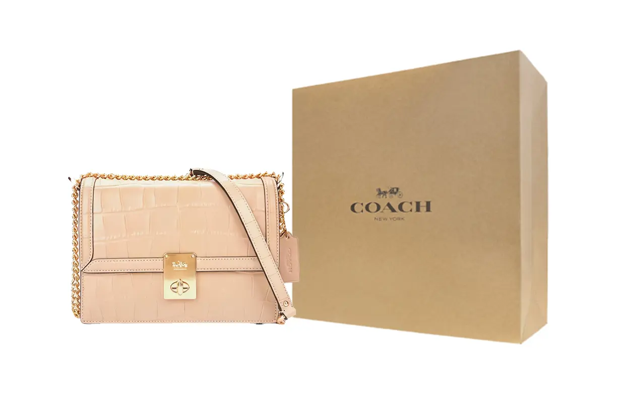 

COACH Кожаная сумка через плечо Hutton Cow малая женская бежевая