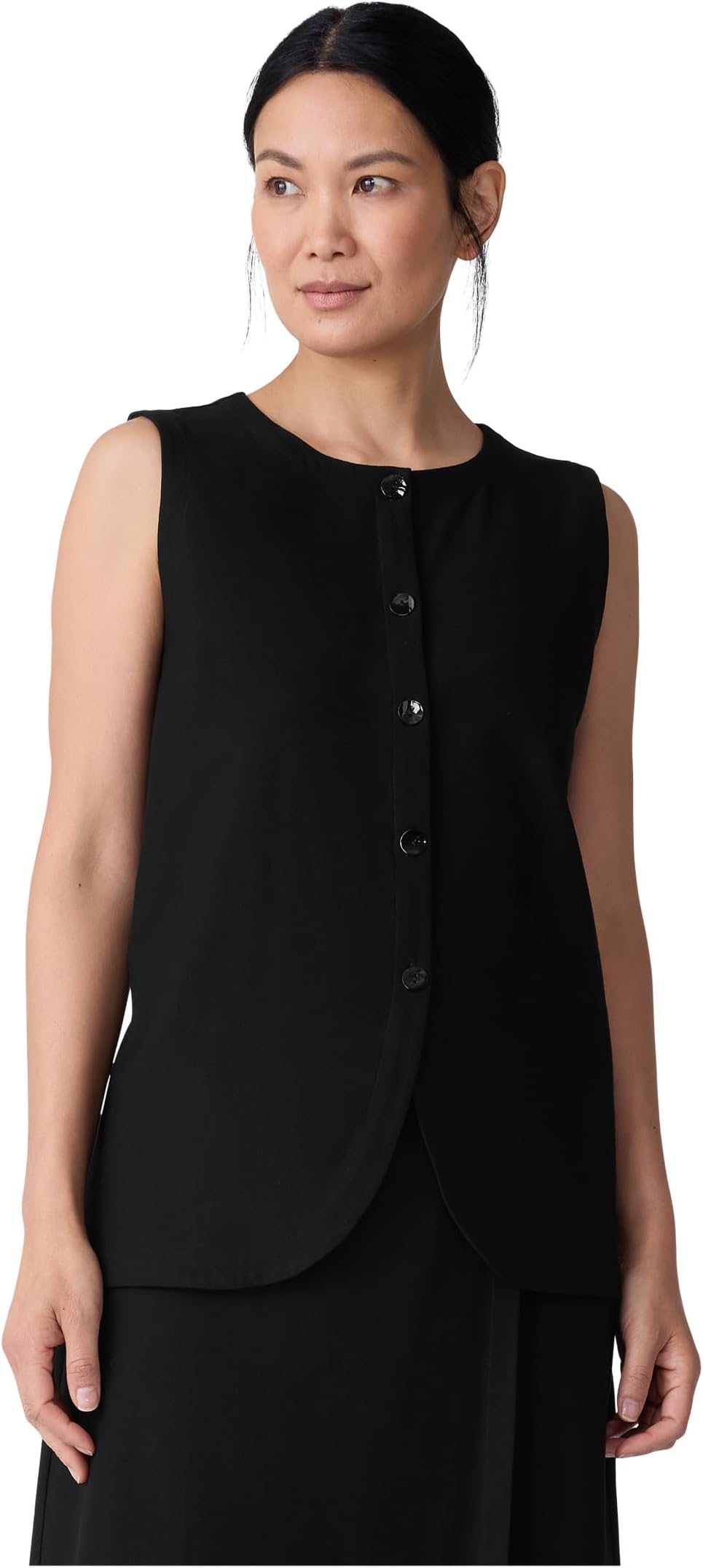 

Жилет Eileen Fisher Washable Stretch Crepe Round Neck Long Vest, черный