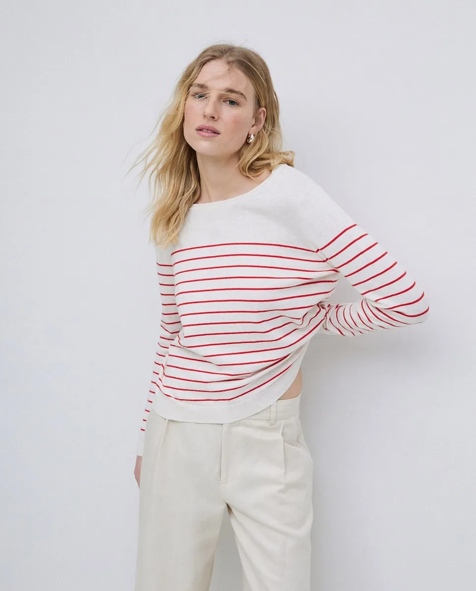 

Базовый полосатый женский свитер Yerse, оранжевый