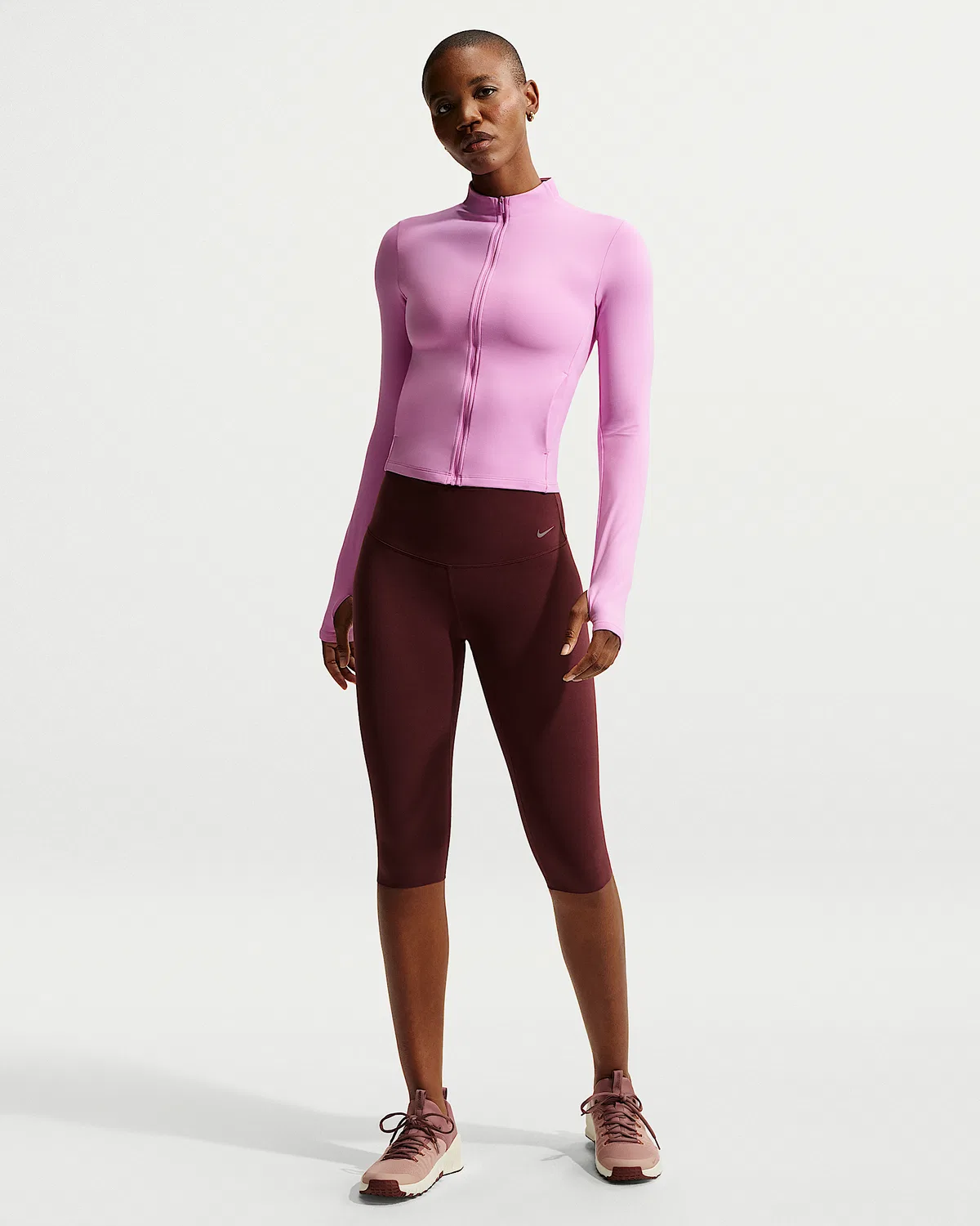 Женская куртка Nike Zenvy Dri-FIT на молнии, Light Magenta/White — фото 4