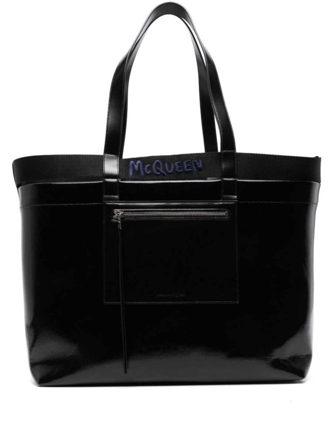

Alexander McQueen лакированная сумка-тоут с логотипом, черный