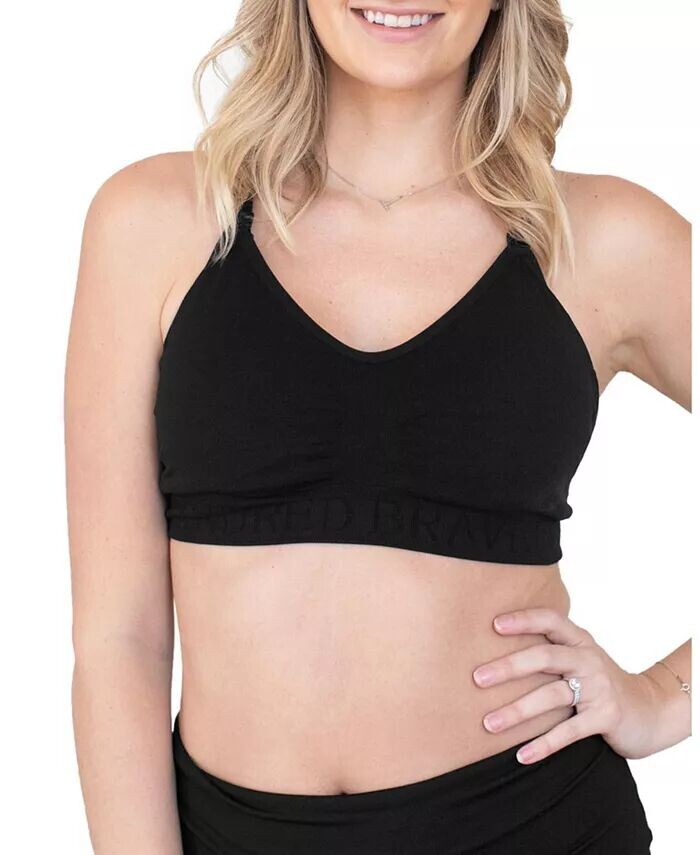 

Спортивный бюстгальтер для беременных Busty Sublime Hands-Free для сцеживания и кормления грудью - подходит для размеров 28E-40I Kindred Bravely, черный
