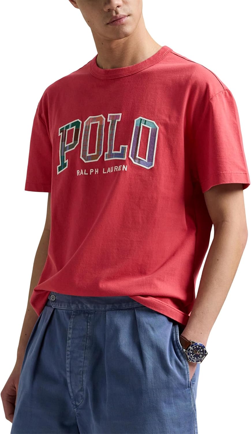 

Мужская футболка POLO RALPH LAUREN классического кроя с логотипом Madras, Starboard Red, Красный, Мужская футболка POLO RALPH LAUREN классического кроя с логотипом Madras, Starboard Red