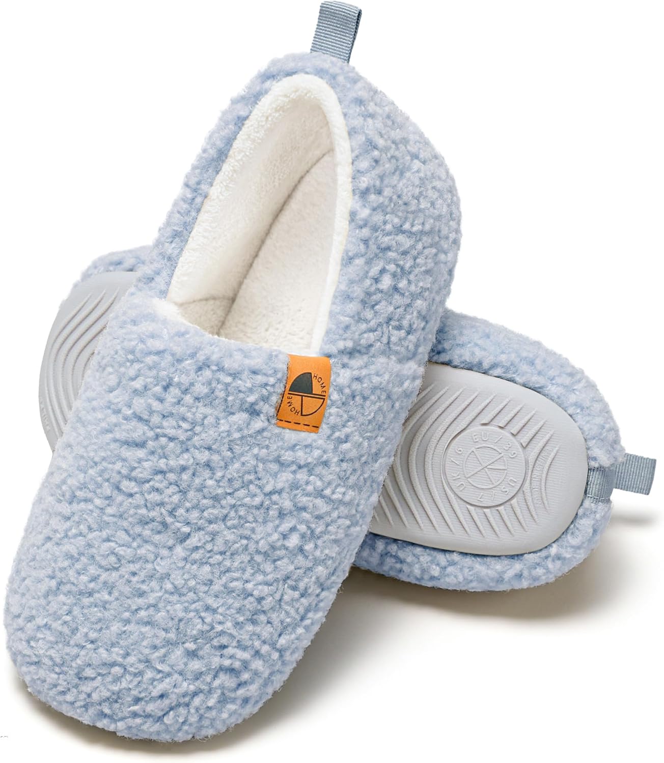 

Домашние тапочки для женщин и мужчин, легкие, с эффектом памяти, теплые закрытые тапочки с мягким флисом для использования дома и на улице Fhilepon, светло-голубой