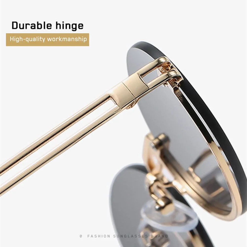 

LVTFCO Модные коричневые круглые овальные солнцезащитные очки без оправы для женщин, ретро-очки, мужские солнцезащитные очки с защитой от УФ-излучения UV400, C6