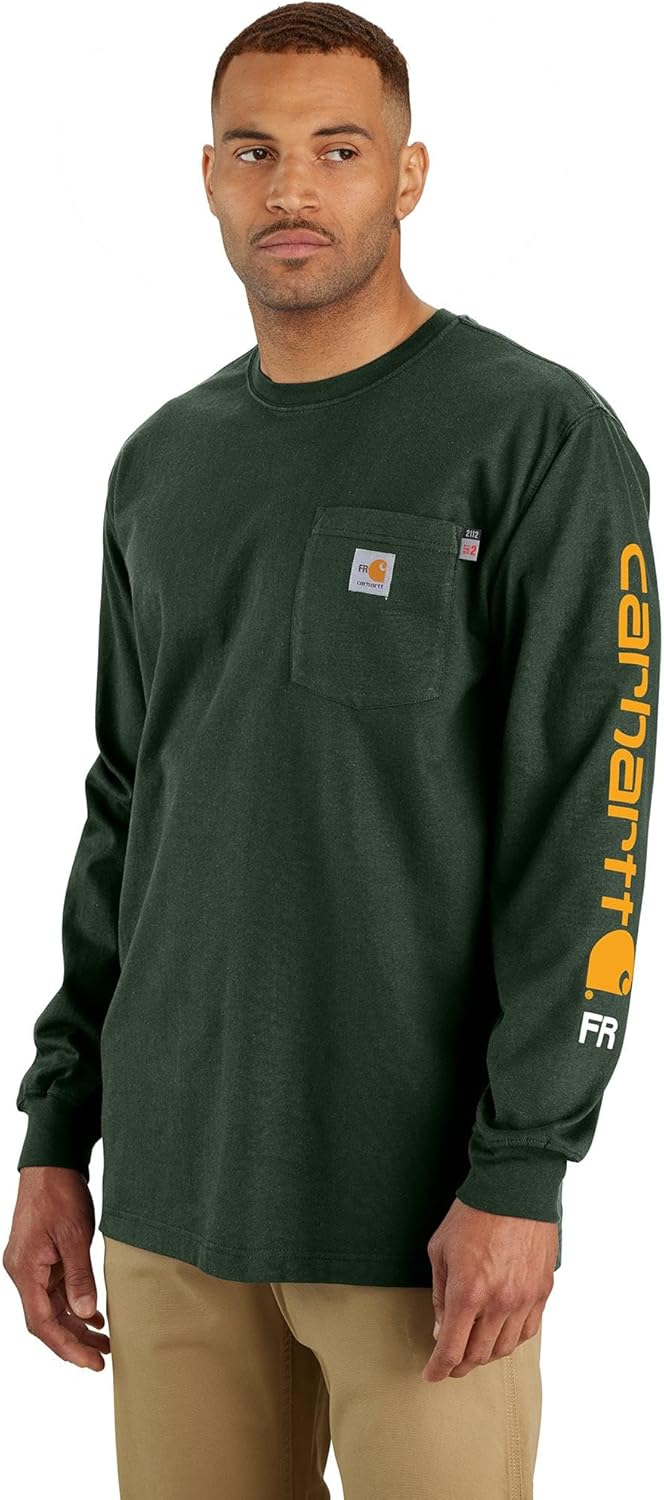

Мужская огнестойкая футболка Carhartt Force свободного кроя с длинным рукавом и графическим логотипом, Mountain View
