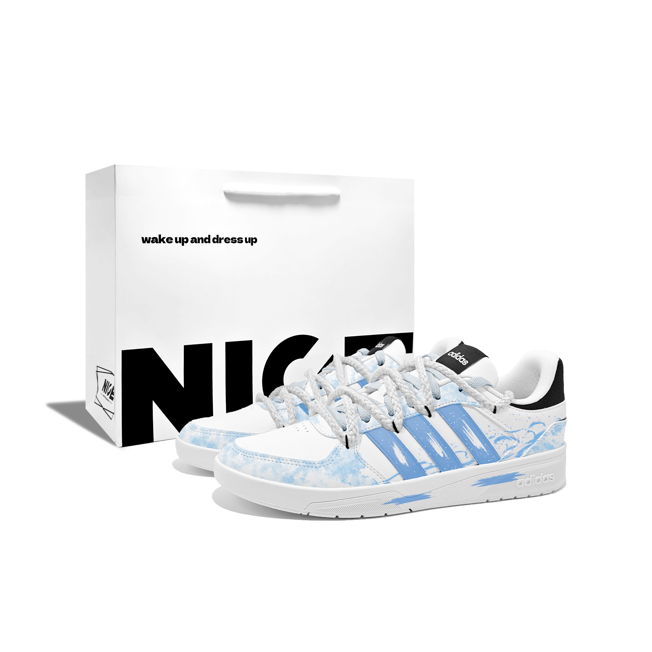 

Adidas Neo Courtbeat Wave, One, Box износостойкие и легкие низкие кроссовки для скейтбординга Unisex Blue