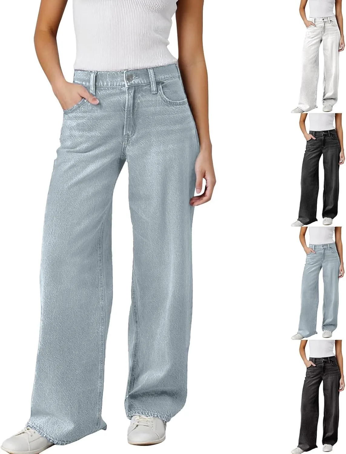 

Зимние джинсы для женщин Plus Size High Waisted Baggy Casual Drymnoc