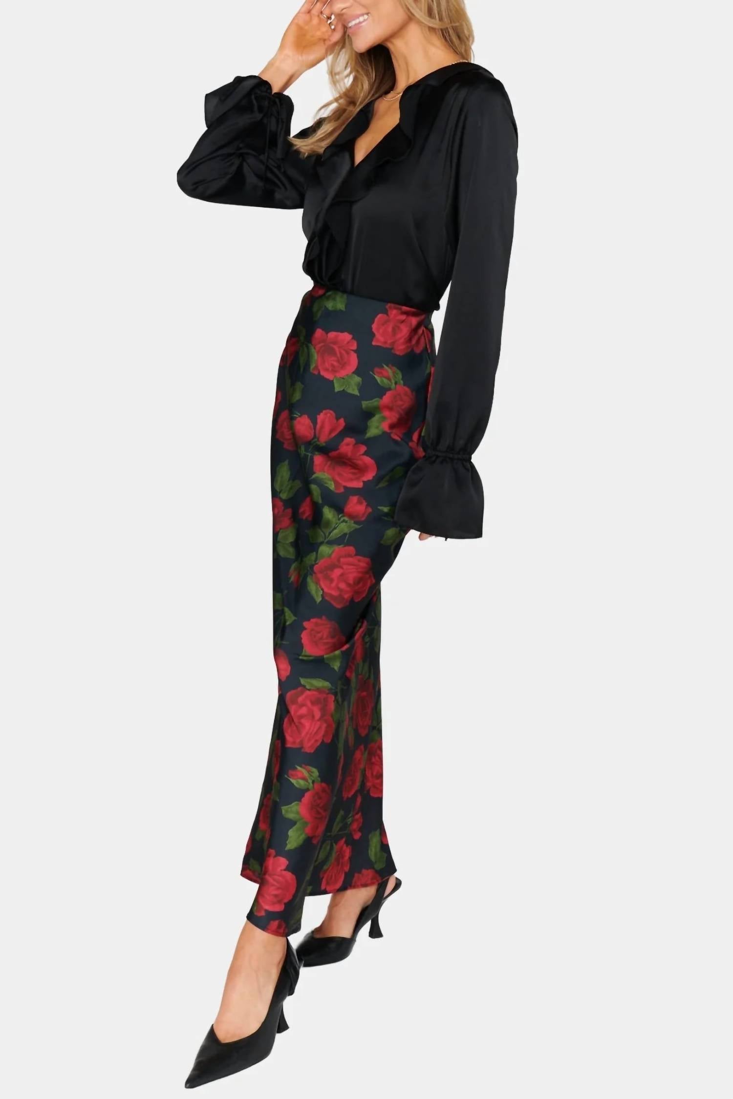 

Юбка макси Send Me Roses в черном цвете Show Me Your Mumu