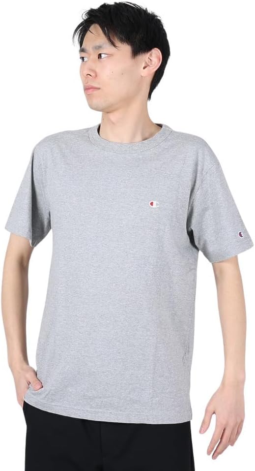 

Мужская базовая футболка Champion с коротким рукавом и круглым вырезом, 100% хлопок, вышитый логотип, C3-X352, серый