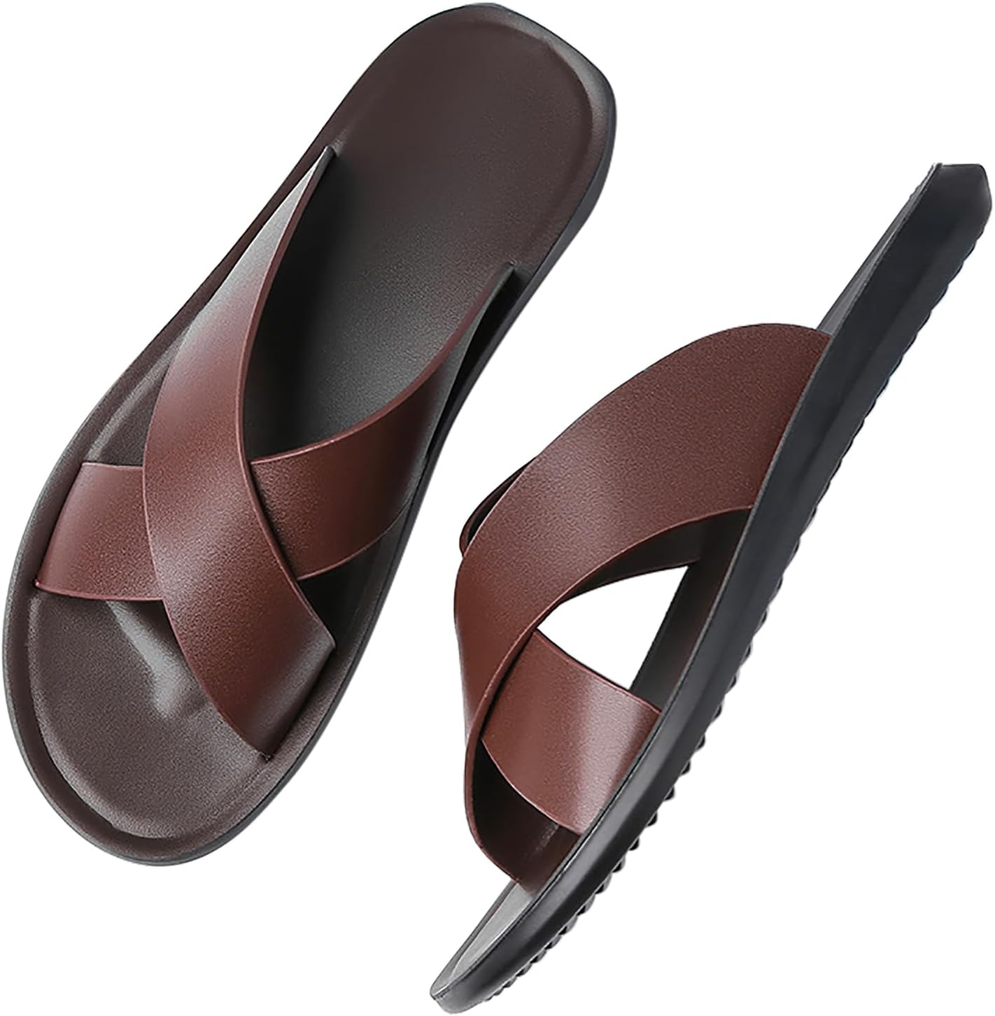 

Мужские сандалии с перекрещивающимися ремешками, с легкой подошвой, удобные, летние, для дома и улицы, быстросохнущие Abborora, коричневый