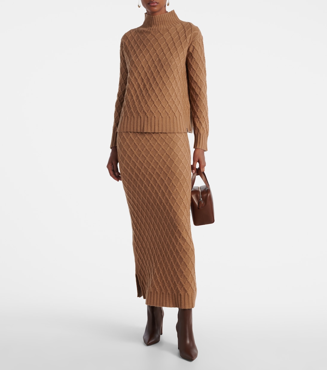 Юбка макси из верблюжьей шерсти, трикотажная Max Mara, Cammello — фото 2