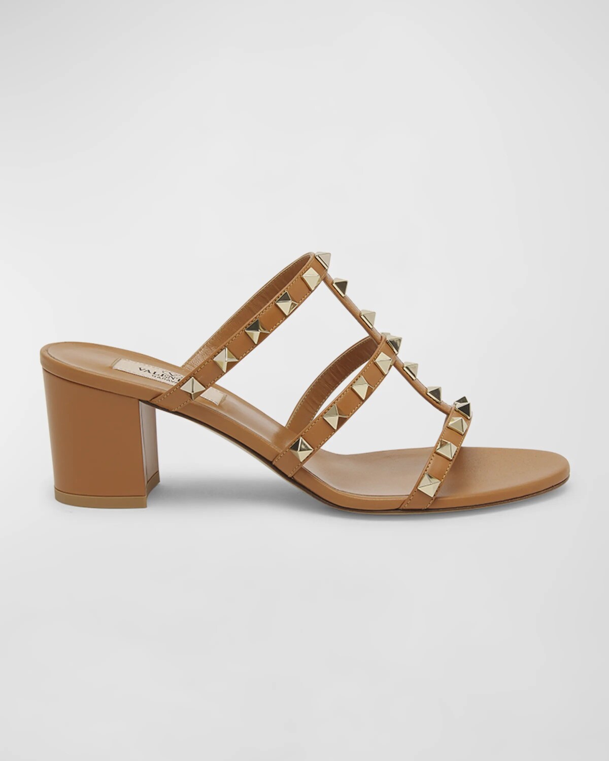 

Босоножки Rockstud на блочном каблуке в клетку Valentino Garavani, цвет Almond Beige