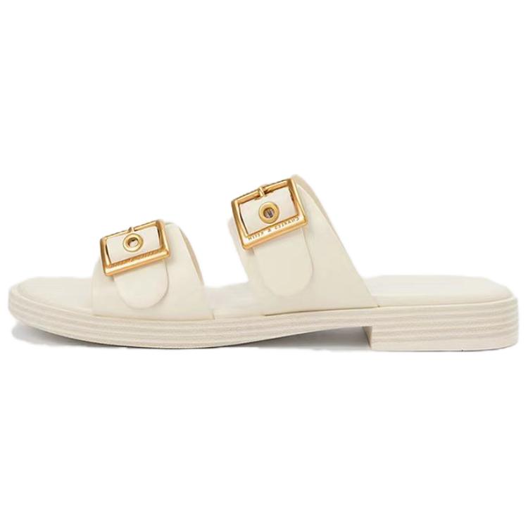 Скользоустойчивые шлепанцы на композитной подошве 3,5 см CHARLES&KEITH для женщин, белый — фото 4