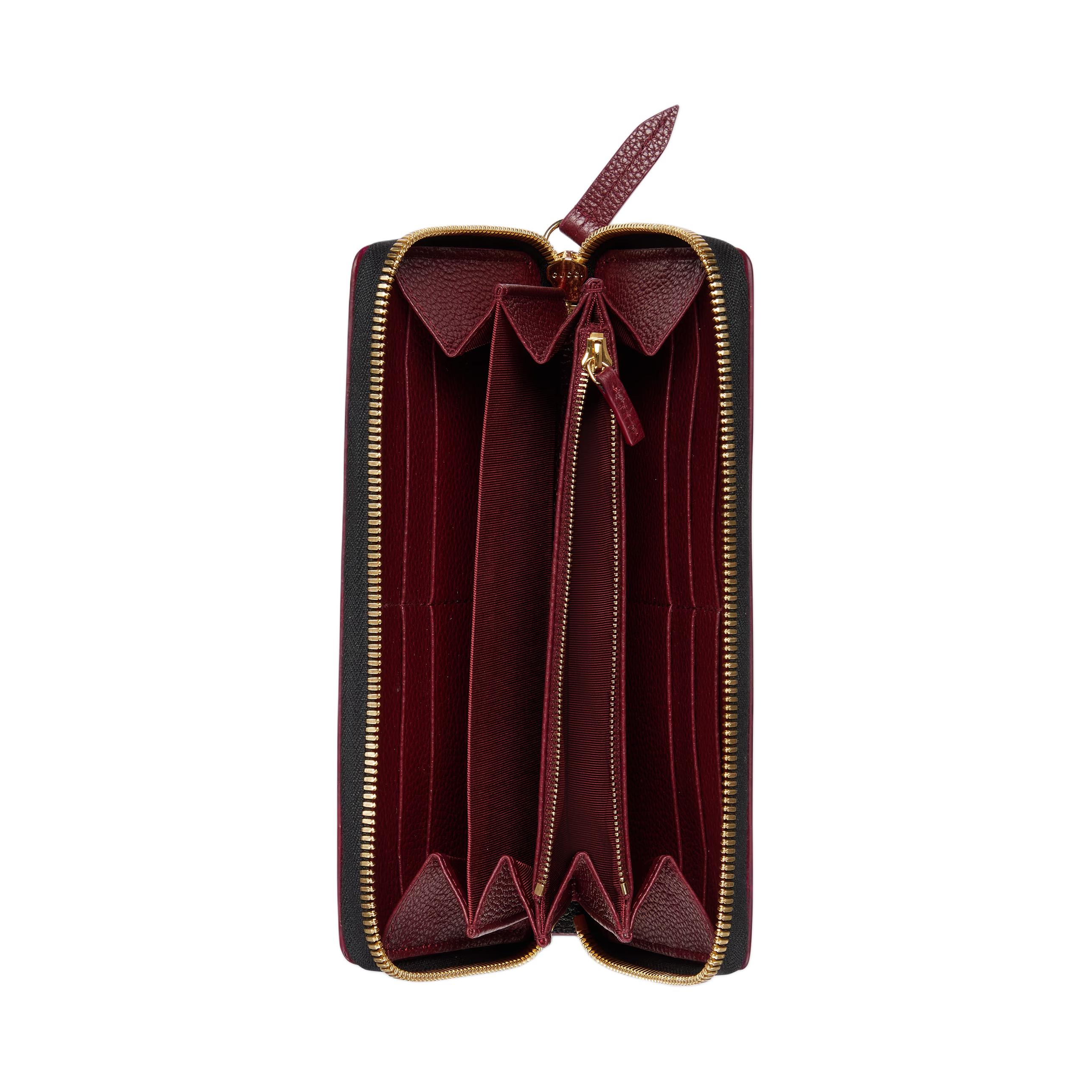 GUCCI Кожаный кошелёк GG Marmont женский чёрный и красный — фото 3
