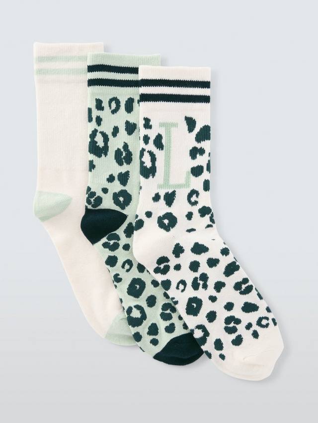 

Носки до щиколотки с принтом звериного алфавита John Lewis, L, Pack of 3, Green