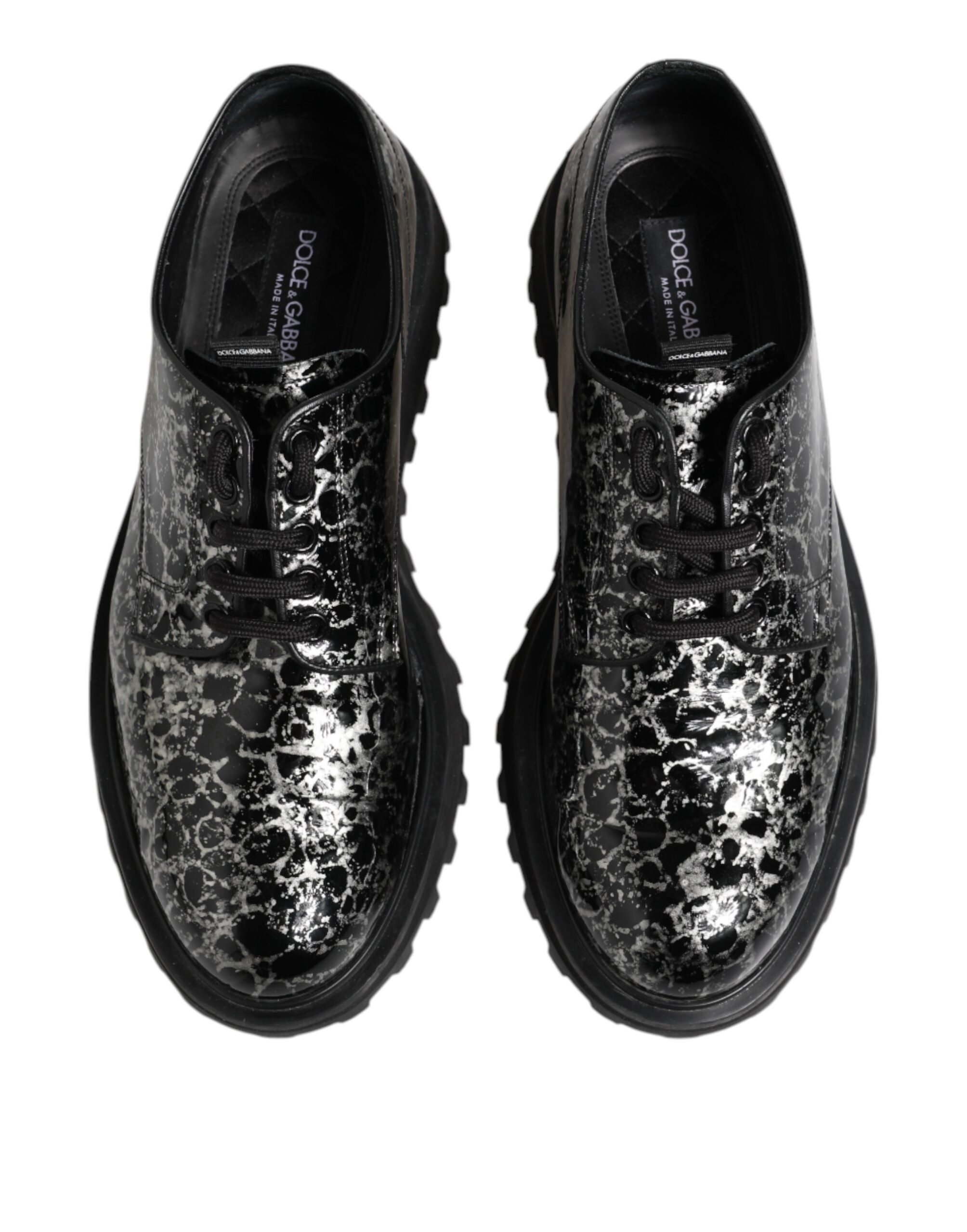 Черные белые туфли-дерби из телячьей кожи Dolce & Gabbana, черный/белый — фото 3