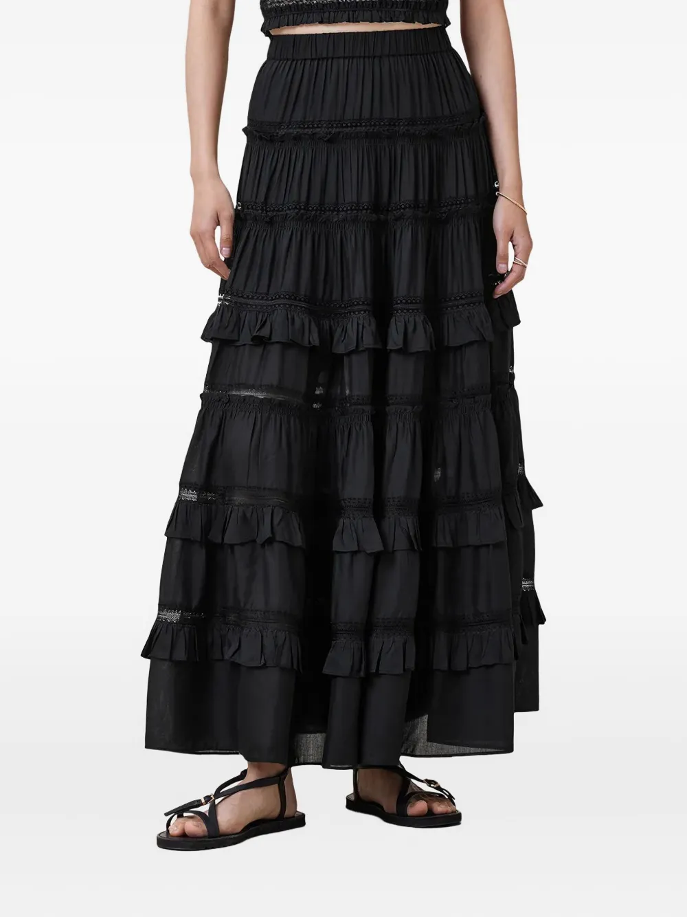 

Юбка макси Talia с ярусами AllSaints, черный