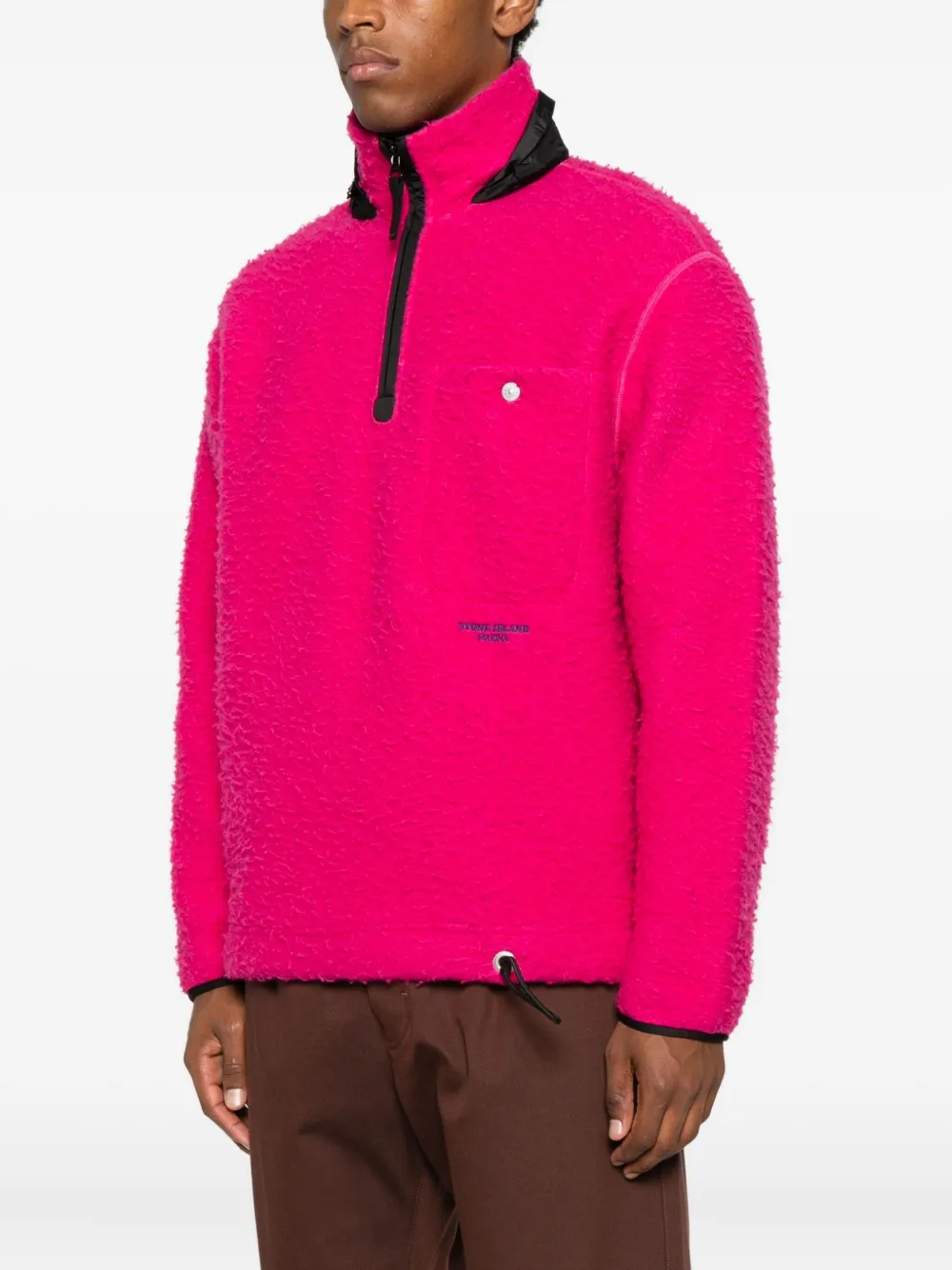 Флисовый свитшот с молнией на половину длины Stone Island, розовый — фото 3