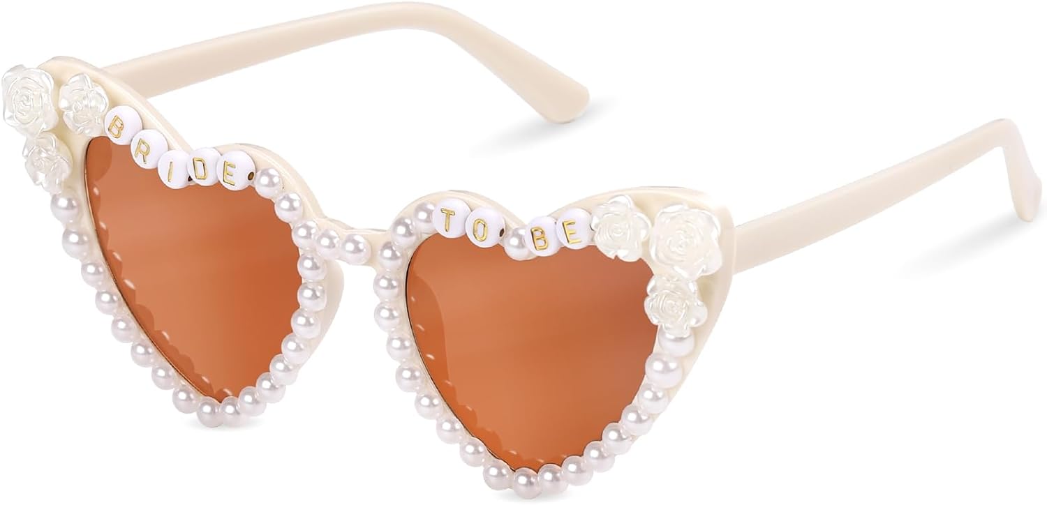 

Солнцезащитные очки Etercycle Bride Heart, для девичника, свадебные солнцезащитные очки, винтажные очки с цветочным жемчужным сердцем, аксессуары для девичника, Teal Flower