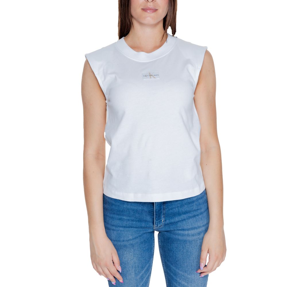 

Белые хлопковые топ и футболка Calvin Klein Jeans