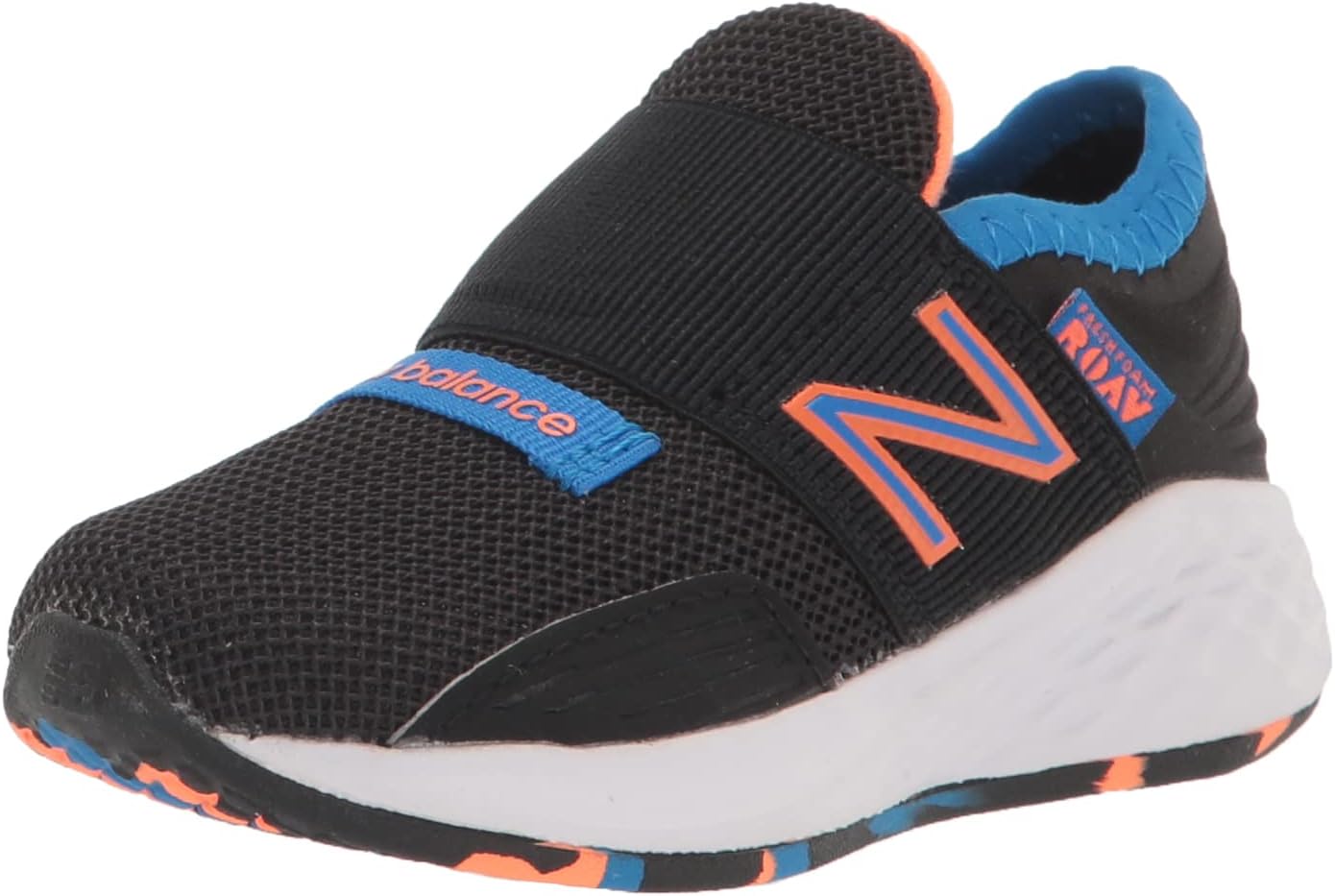 

Кроссовки New Balance Unisex Baby Fresh Foam Roav V1 на шнуровке, черный/синий/оранжевый