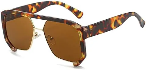 

Крупные солнцезащитные очки в полуободковой оправе для женщин, винтажные солнцезащитные очки с градиентным покрытием UV400 для мужчин MTZJH, Leopard-brown