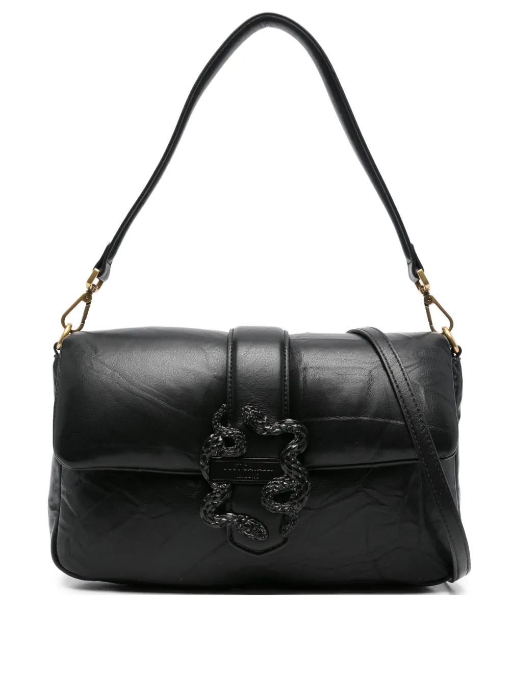 

Сумка через плечо со змеиной пряжкой Just Cavalli, черный