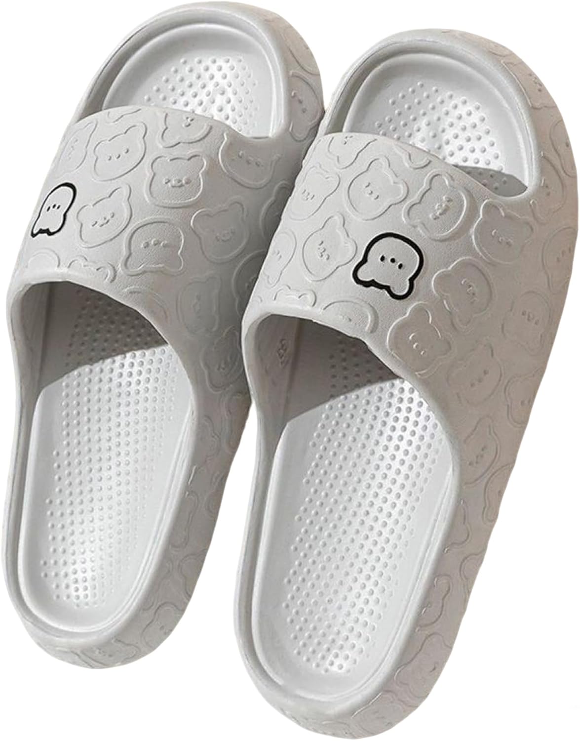 

Тапочки с милым медвежонком ASHALI, слайдеры, для дома и ванной, с противоскользящей подошвой EVA, для мужчин и женщин, белые