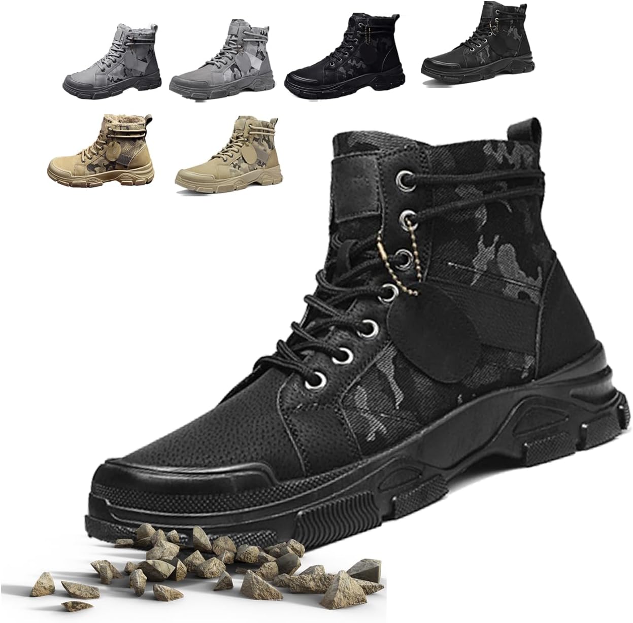 

Мужские стильные тактические высокие ботинки на шнуровке, дышащие, удобные, с противоскользящей подошвой и утепленной меховой подкладкой для прогулок на свежем воздухе, походов, альпинизма, осени и зимы Generic, черный