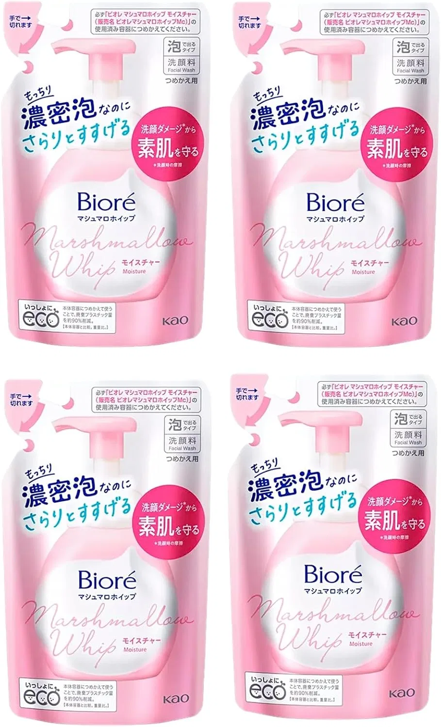 Гель для умывания Biore Marshmallow Whip Moisture, 130 мл x 4, свежий цветочный аромат