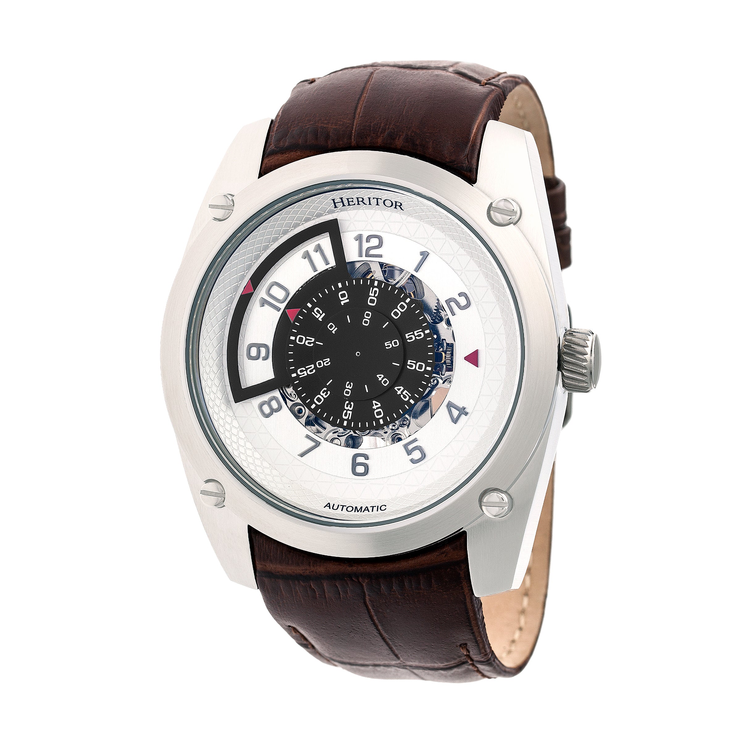 

Часы Daniels Semi-Skeleton с кожаным ремешком Heritor Automatic, белый