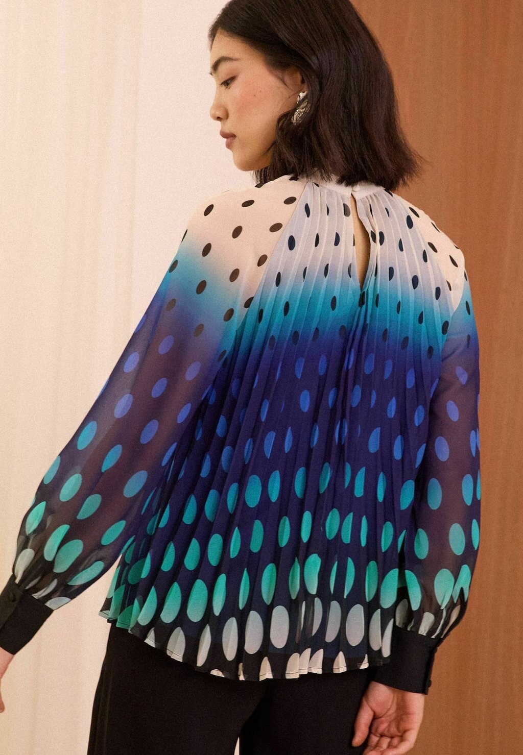 

Блуза HIGH NECK PRINTED PLEATED REGULAR FIT Love & Roses, синий