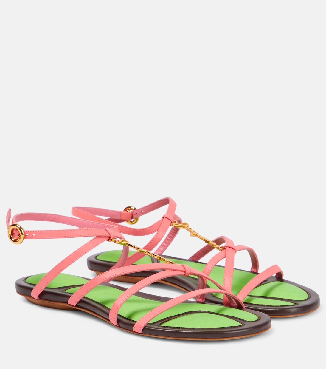 Сандалии из кожи с декором Jacquemus, розовый
