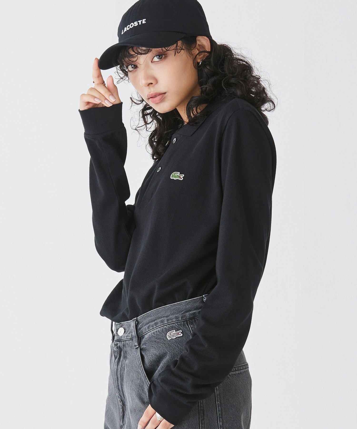 Рубашка-поло с длинным рукавом оригинального кроя LACOSTE, Black — фото 3