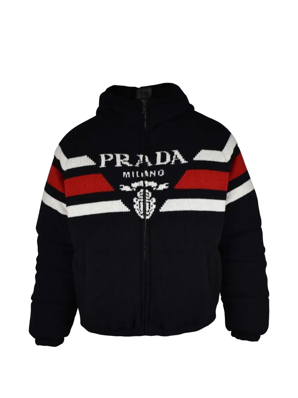 Пуховик с логотипом Prada, синий