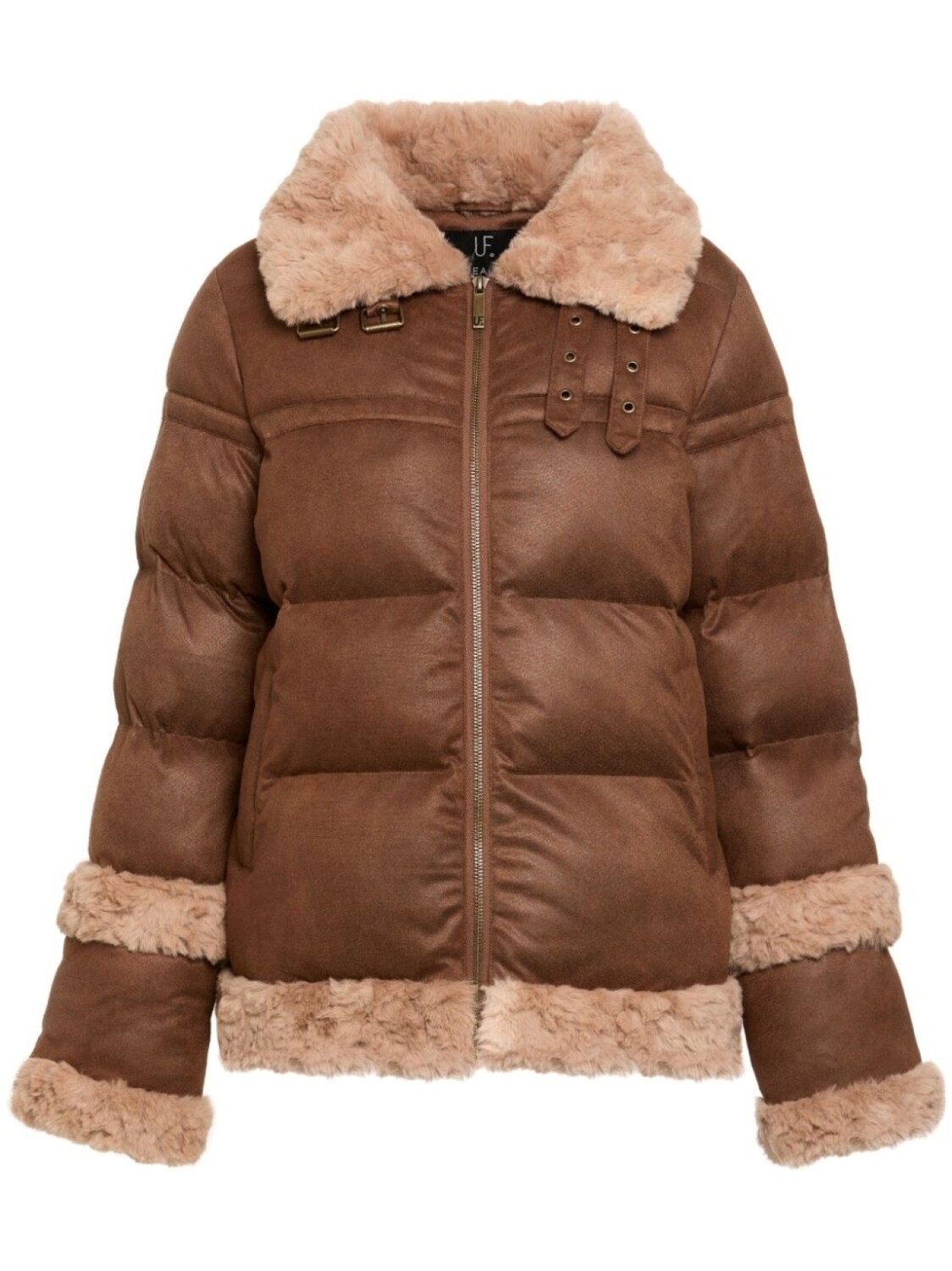 

Пуховик с искусственным мехом Unreal Fur, коричневый