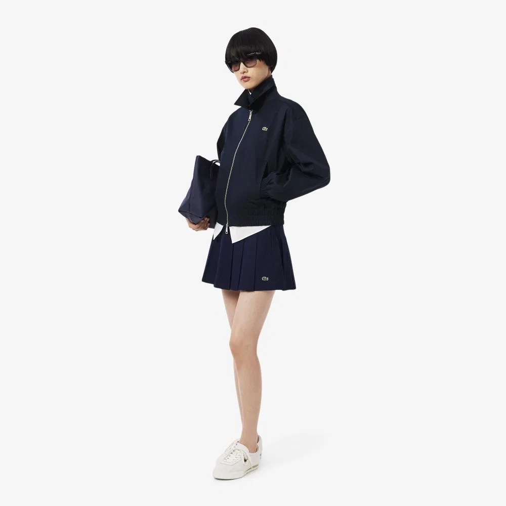 Жакет женский Lacoste из габардина, свободный крой, тёмно-синий — фото 4