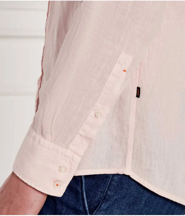 Элегантная льняная рубашка_6 Regular fit Boss Orange, розовый — фото 4