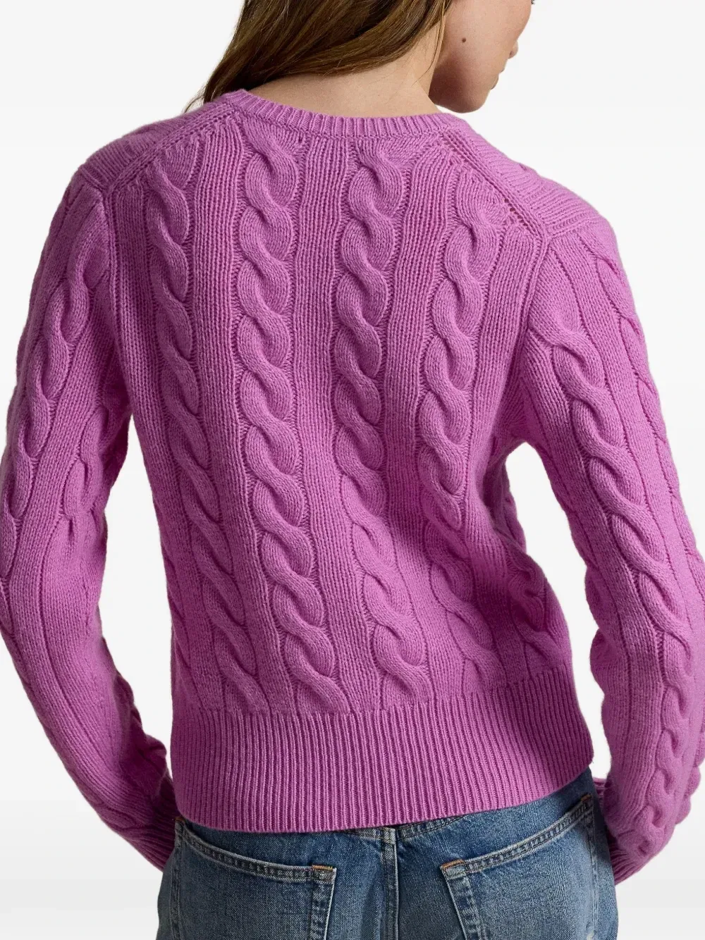 Кардиган фактурной вязки с вышитым логотипом POLO RALPH LAUREN, розовый — фото 4