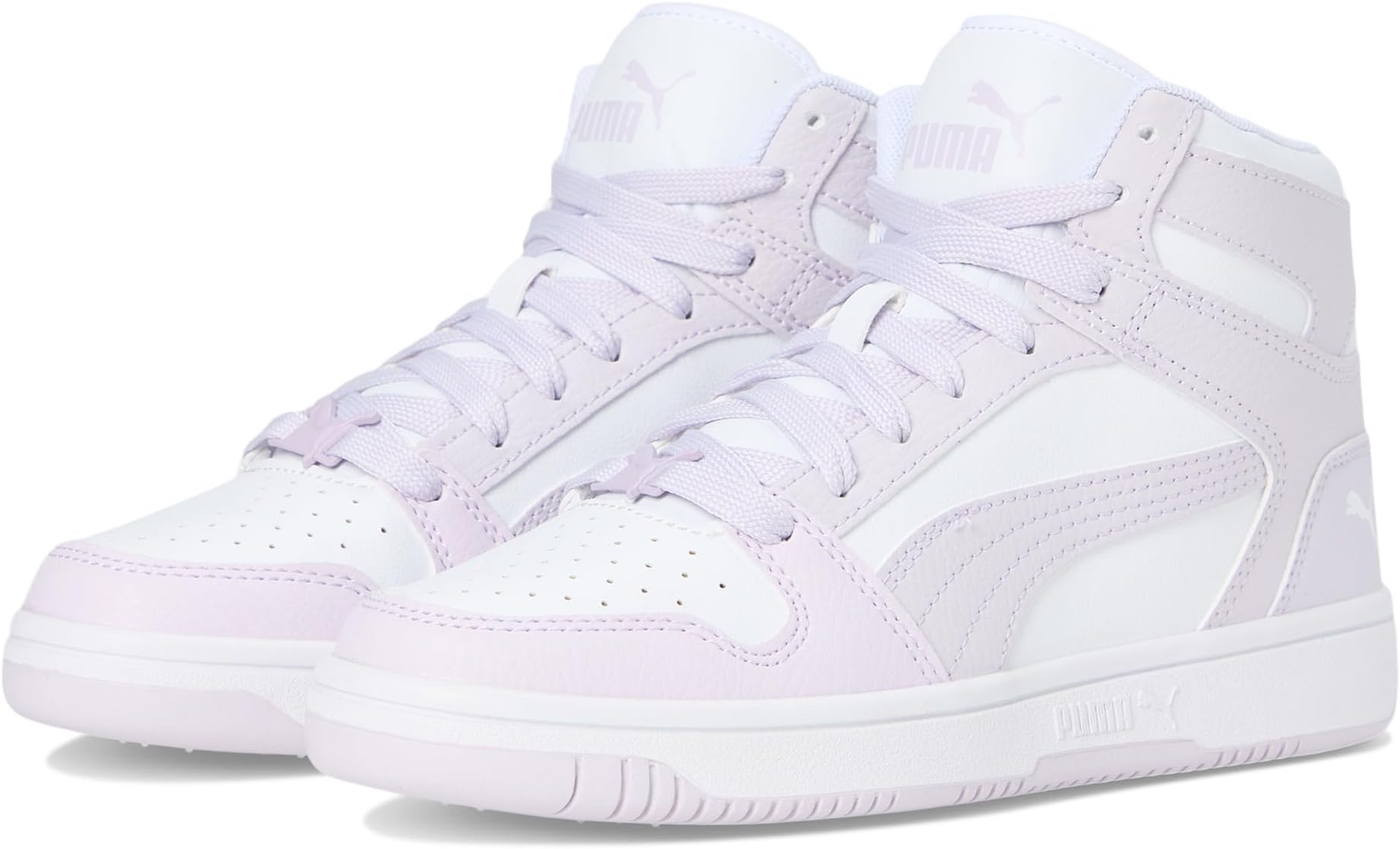 

Кроссовки PUMA Kids Rebound Layup Mid, Puma White/Lilac Frost